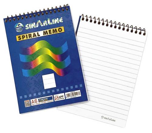 SINARLINE Spiral Notebook Top Spiral (Memo),  A6 (105 x 148mm), 50 Sheets, Box of 48 pieces