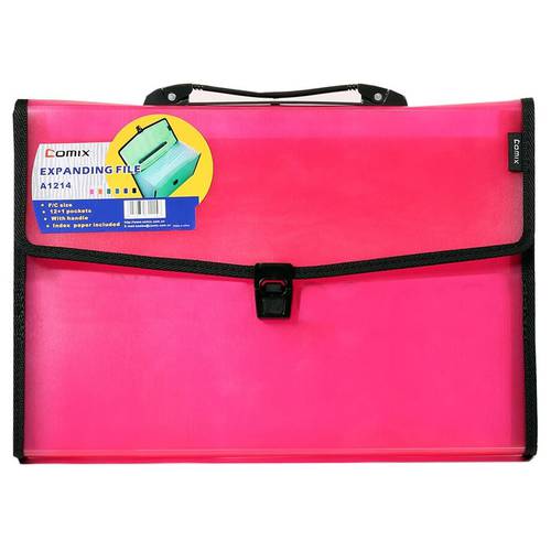 Comix A1214 Expanding File with handle,13 Pocket, Assorted Colors
