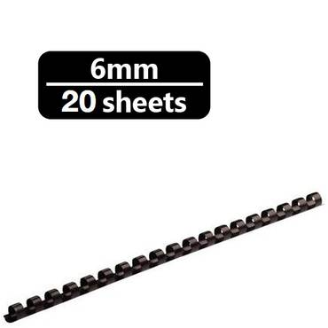 SAB Spiral Binding Comb Plastic Ring, 21 Ring , 6mm, (20 Sheets), Box of 100 Pieces