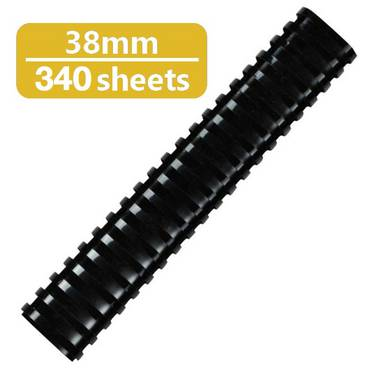 SAB Spiral Binding Comb Plastic Ring, 21 Ring , 38mm, (340 Sheets), Box of 50 Pieces