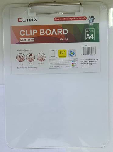 Comix A7061 Clip Board A4, Metal Clip, White Color