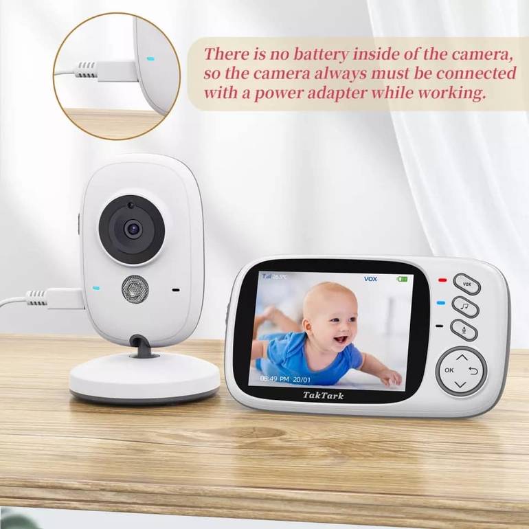 كاميرا مراقبة الأطفال عالية الدقة, مقاس 3.2 بوصة لاسلكية ذات رؤية ليلية ومراقبة درجة الحرارة