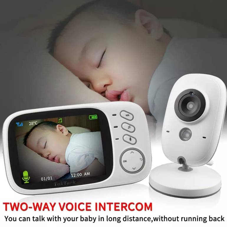 كاميرا مراقبة الأطفال عالية الدقة, مقاس 3.2 بوصة لاسلكية ذات رؤية ليلية ومراقبة درجة الحرارة