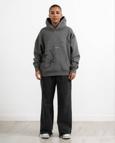 Grey Vintage washed hoodie with a print