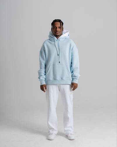 Baby blue /White double hoodie (unisex)