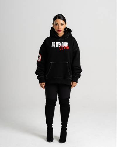  black hoodie with print (unisex ) 