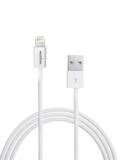 كابل USB سريع الشحن لهواتف أبل آيفون بـ8 دبابيس أبيض - وبو