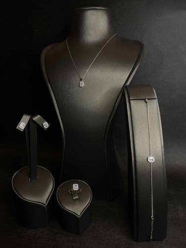 طقم أنيق فضة عيار 925 تصميم الماس زركون 
