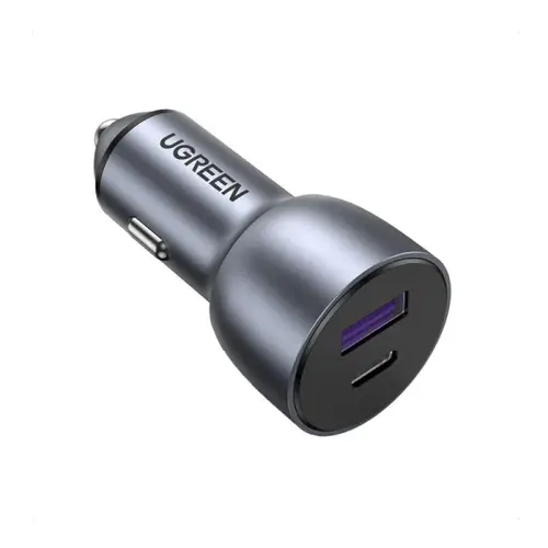شاحن سيارة يوجرين 52 واط بمنفذ PD ومنفذ USB - رمادي