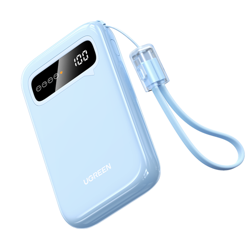 شاحن متنقل يوجرين بسلك مدمج USB-C وبقوة 20 واط - أزرق