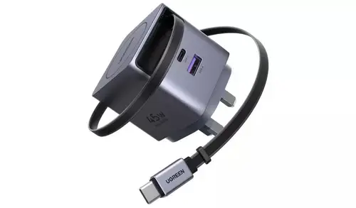 يوجرين - شاحن جداري  بقوة 45 واط مع كابل USB-C قابل للسحب