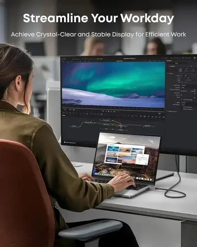 انكر - كيبل نانو تايب سي الى HDMI بطول 1.8 م 140 واط بدقة 4K - رمادي