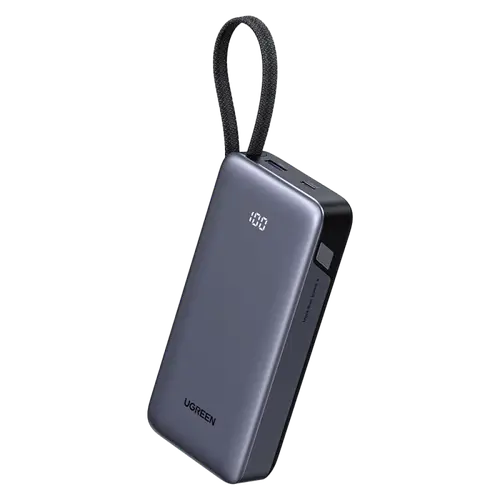 شاحن متنقل يوجرين وسلك مدمج بمنفذ USB-C ومنفذ USB بسعة 20000 مللي أمبير وبقوة 45 واط 