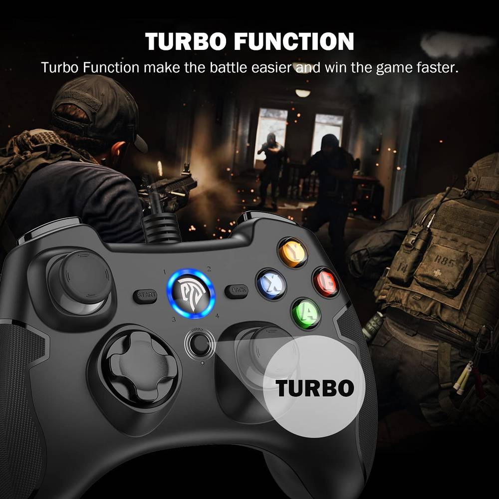 EasySMX Wired Gaming Controller, PC Game Controller Joystick with  Dual-Vibration Turbo and Trigger Buttons for Windows/Steam/Android/ PS3/ TV  Box