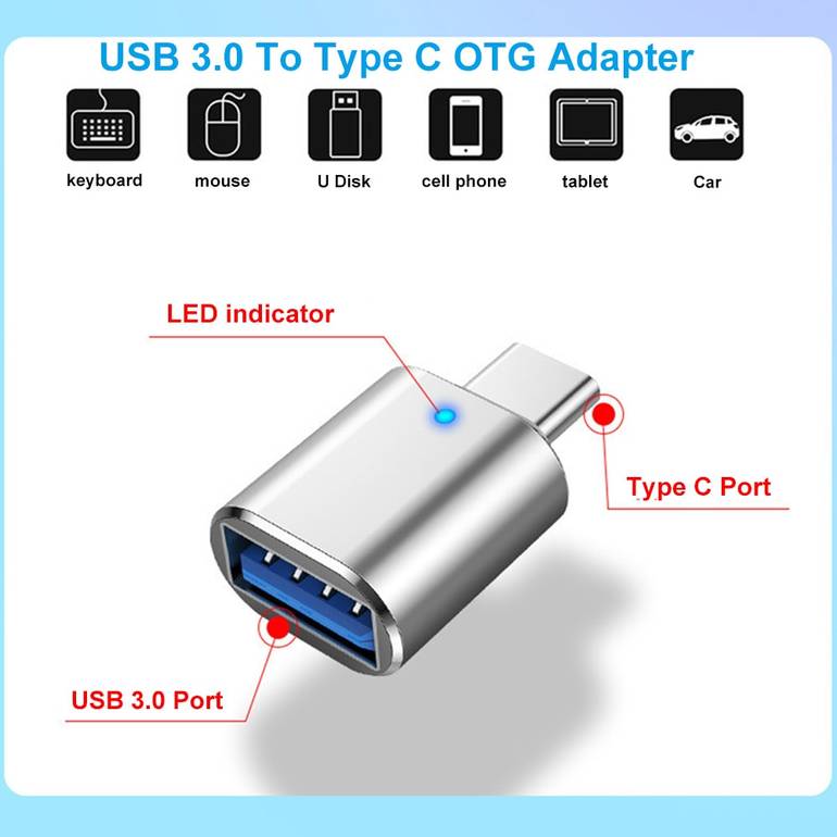 VYOPBC LED USB 3.0 إلى النوع C محول OTG إلى USB C USB-A إلى Micro USB Type-C أنثى موصل لمحولات Samsung Xiaomi POCO