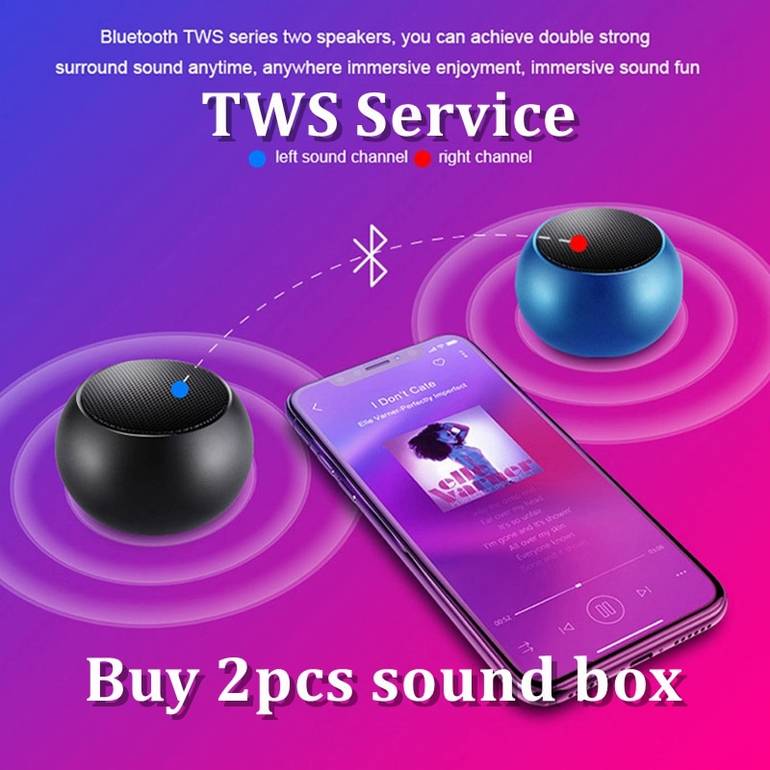 مكبر صوت بلوتوث صغير مع ميكروفون ، صندوق صوت لاسلكي TWS HiFi Music هاتف محمول تابلت معدني بصوت عالٍ مكبر صوت رياضي محمول