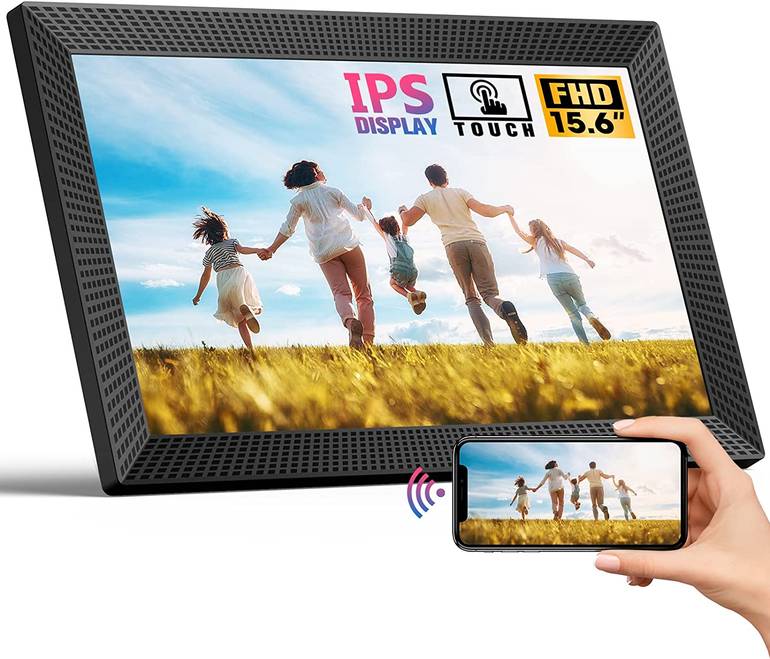 إطار الصورة الرقمية ، 10.1 بوصة 1280 × 800 IPS شاشة اللمس wifi (2.4 جيجا هرتز) إطار الصور الرقمية ، ومشاركة الصور ومقاطع الفيديو عن بعد عبر تطبيق Frameo