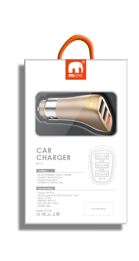 R11 Car charger 3 ports 3.0 fast charge