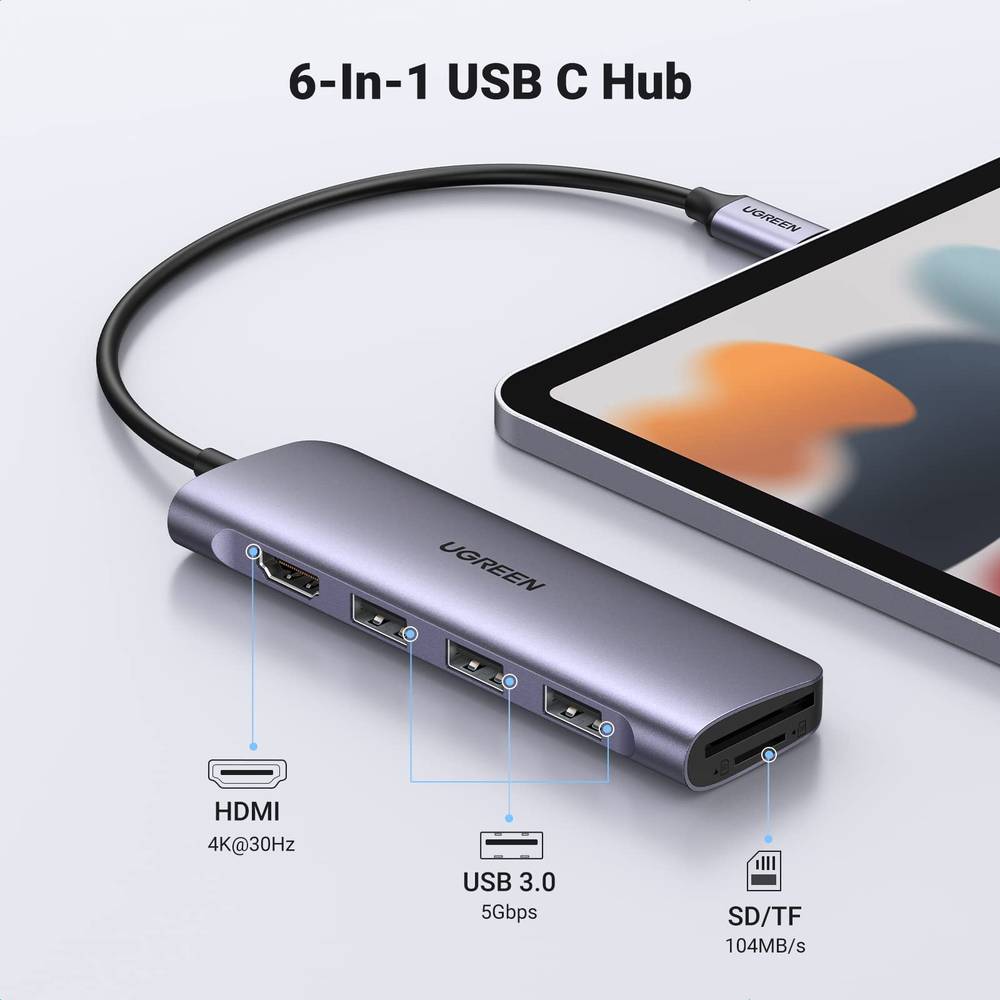 UGREEN USB C Hub Multiport Adapter Type C to HDMI, USB-C with SD