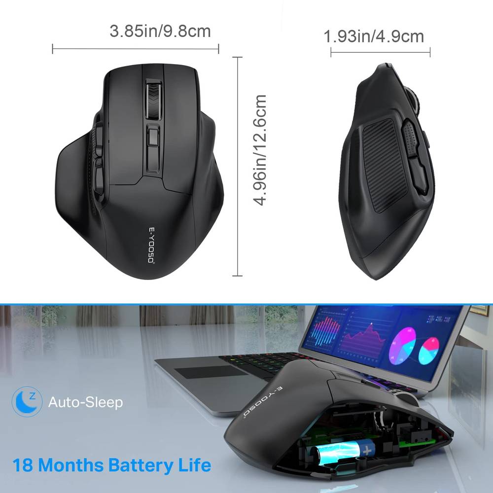  TECKNET Ergonomic Mouse, 4800 DPI Silent Mouse 5 Adjustable  DPI, Wireless Mouse 2.4G Vertical Mouse 6 Buttons Computer Mouse Wide  Compatibility, Black : Electronics