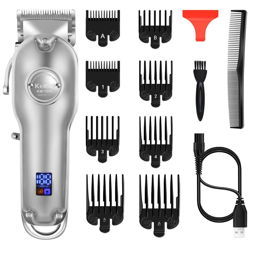 Hair Clippers for Men, Hair Clipper Silver Hair Trimmer Metal Barbershop Cutter Hair Cutting Machine Haircut Wired Hair Trimmer (Color Black, Size