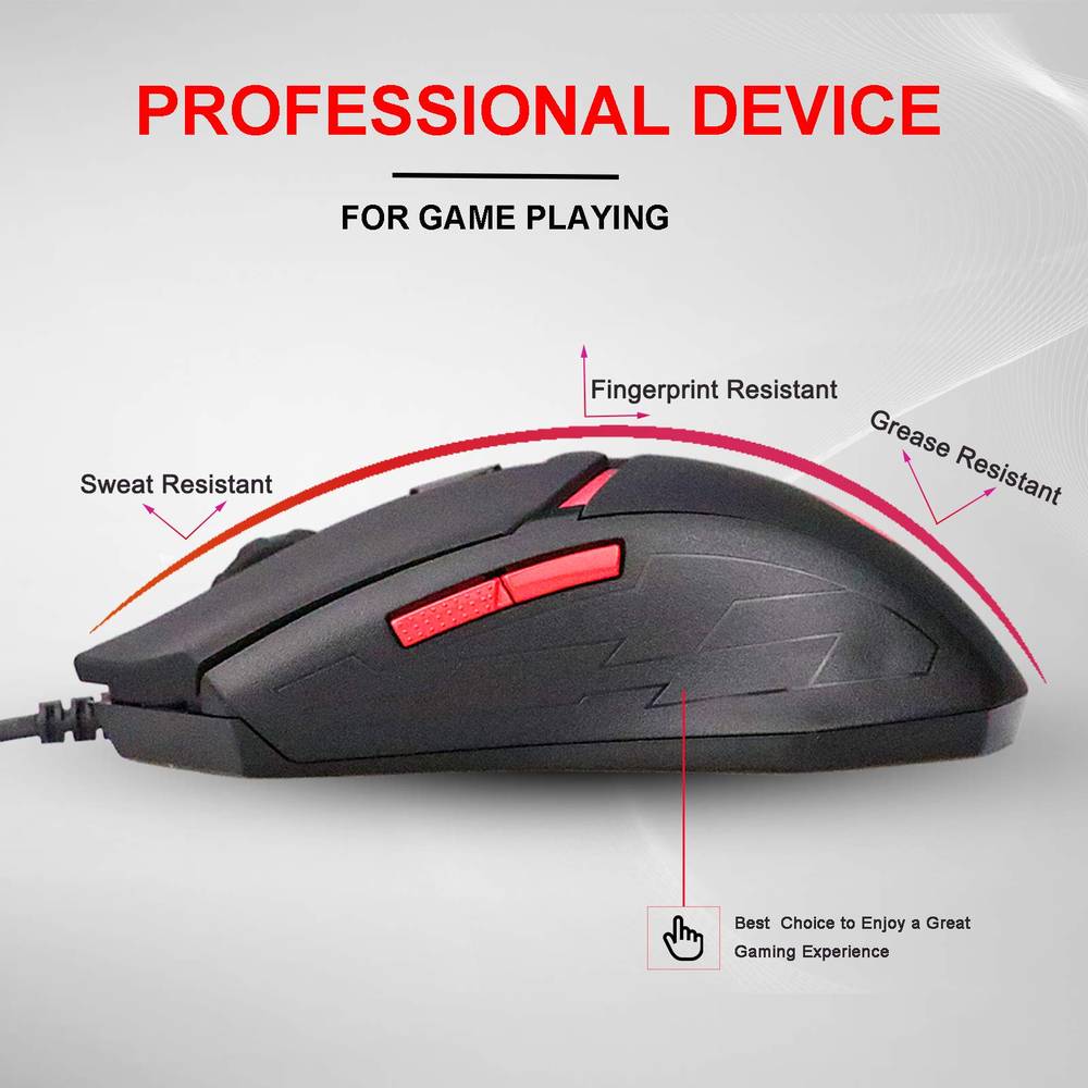 RPM Euro Games Gaming Mouse 7 Color RGB Lights, 6 Buttons, 4 Level DPI  Buttons, Rubber Coated Mice