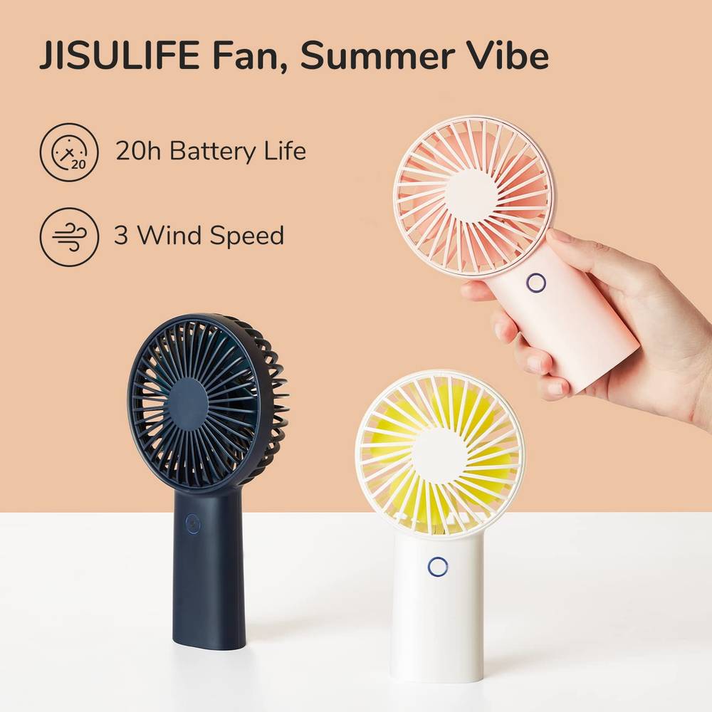 JISULIFE Multi mini Handheld Fan with USB Power Bank and Flashlight  Function