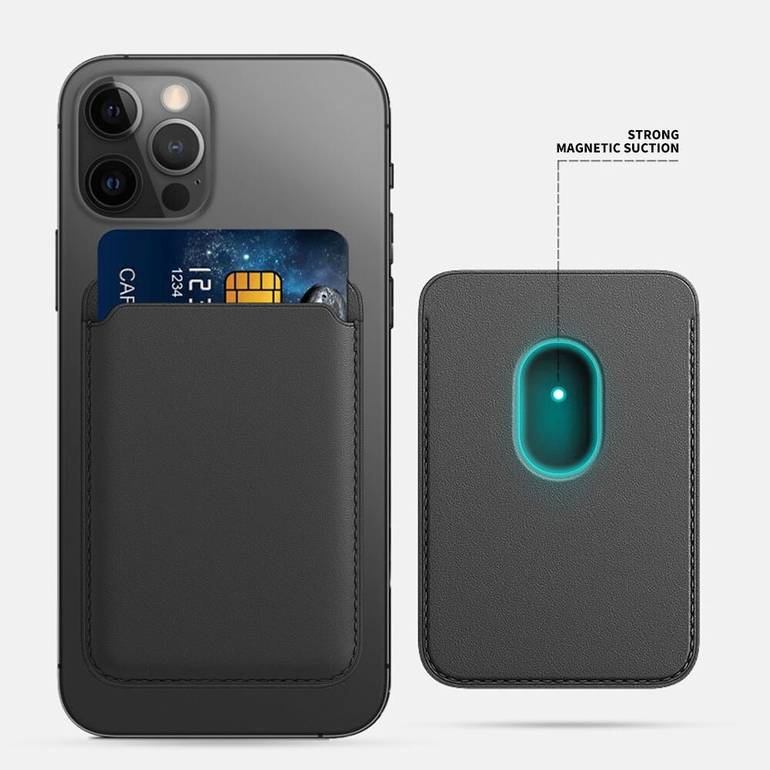 لمقطع بطاقة الجلود المغناطيسية Magsafe لأجهزة iPhone 14 13 12 Pro Max 13 12 Mini Magnetic حامل البطاقة حقبة الهاتف الملحقات