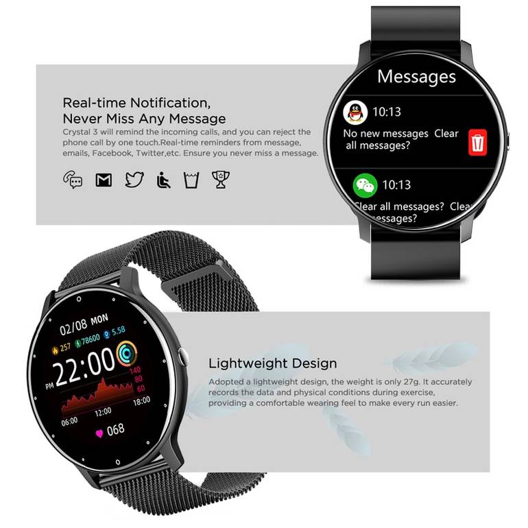 LIGE 2022 ساعة ذكية للسيدات بشاشة لمس كاملة رياضية للياقة البدنية ساعة IP67 مقاومة للماء تعمل بالبلوتوث لنظام أندرويد iOS ساعة ذكية للسيدات