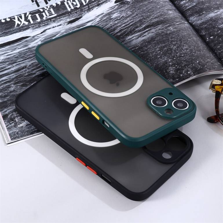 علبة الهاتف المطلية المغناطيسي لـ iPhone 14 13 12 Pro Max 12 13 Mini 14 Pro 14 Plus Magsafing Wireless Charging Skin Cover Frosted