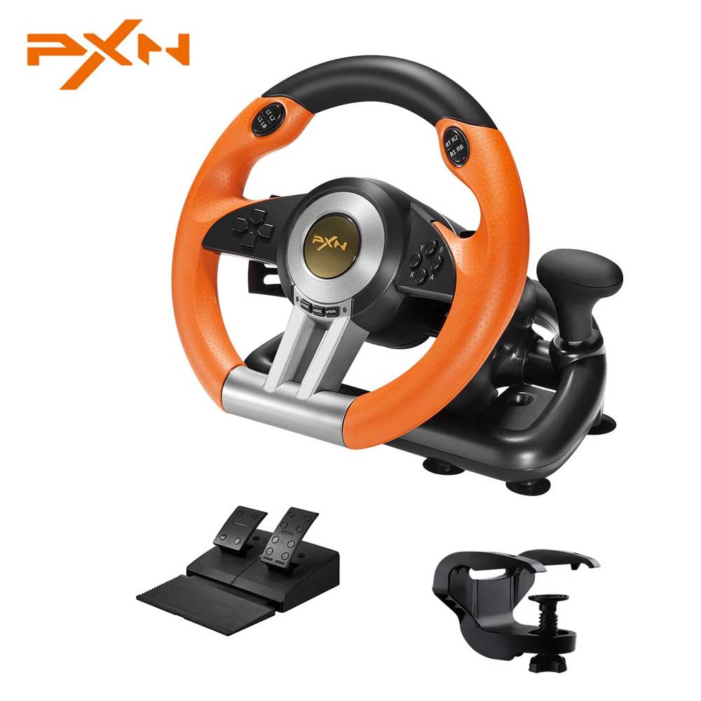 PXN V3III PS4 Gameing Steering Wheel,180° PC Racing Wheel and Dual Motors  Vibration,PS4 Racing Wheel with Linear Pedal/Accelerator Brake,for PC/PS4/Xbox  One/Xbox Series X