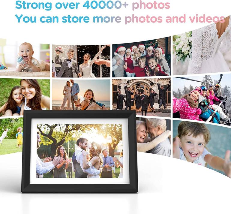 إطار الصورة الرقمية ، 10.1 بوصة 1280 × 800 IPS شاشة اللمس wifi (2.4 جيجا هرتز) إطار الصور الرقمية ، ومشاركة الصور ومقاطع الفيديو عن بعد عبر تطبيق Frameo