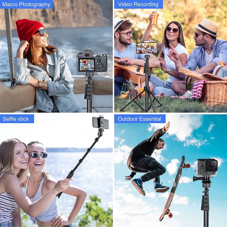 Sensyne 62" Phone Tripod &amp; Selfie Stick, Extendable Cell Phone Tripod Stand with Wireless Remote and Phone Holder, Compatible with iPhone Android Phone, Camera