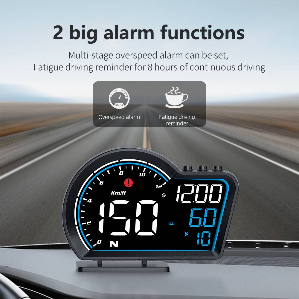 Heads Up Display for Cars G16， Digital Speedometer for Car with Overspeed  Alarm, Fatigue Driving Alarm，Kilometer Mile Switching，GPS Speedometer Car  Suitable for All Car