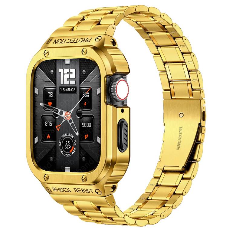 جراب Mione Apple Watch من الفولاذ المقاوم للصدأ فقط حزام وجراب)