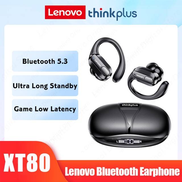 Lenovo XT80 Bluetooth 5.3 سماعات أذن حقيقية مع سماعات الرأس اللاسلكية مع ميكروفون.