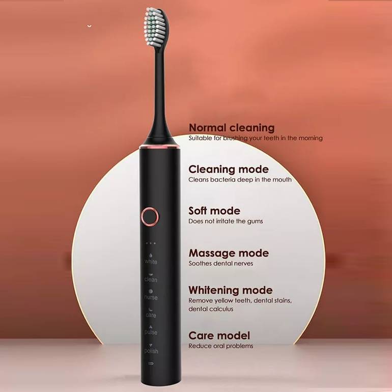 جديد 2022 N100 Sonic Electric Toothprush Brush Timer Brush 6 Mode USB Charger Charger Rethargeable Brushes Prespons
