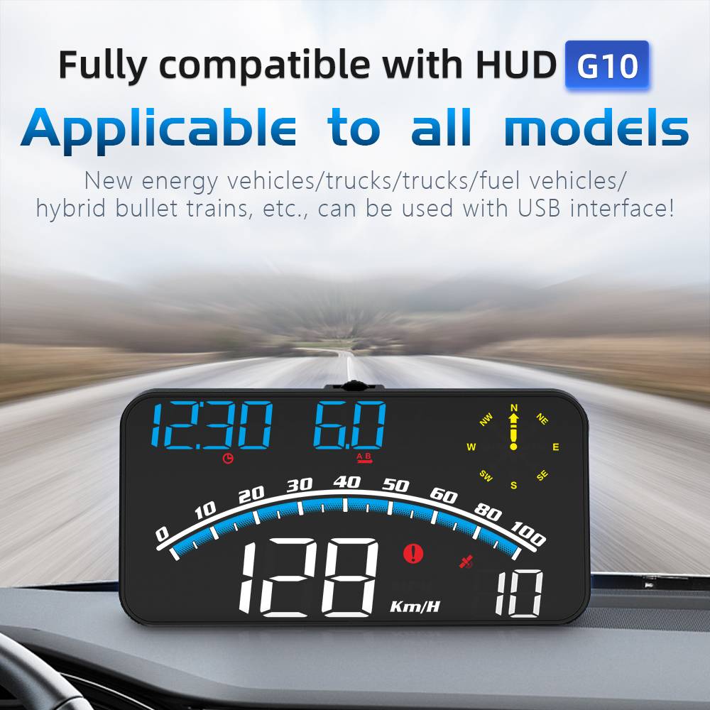 Car Head Up Display HUD Odometer Overspeed Alarm Universal with Speed MPH,  Compass Direction, Clock, Altitude, Fatigue Driving Reminder