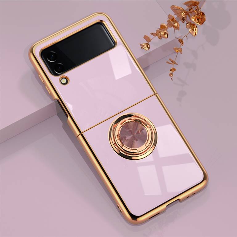 مناسبة ل Samsung Galaxy Z Flip4 تصفيح جراب هاتف ZFlip3 Ring Bracket المغناطيسي شفط سيارة الغطاء الواقي