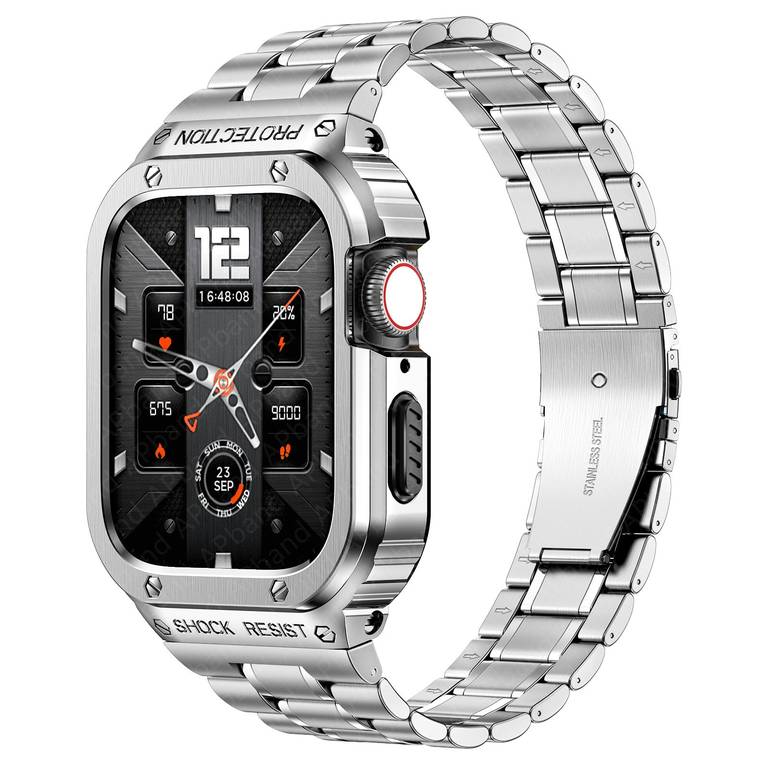 جراب Mione Apple Watch من الفولاذ المقاوم للصدأ فقط حزام وجراب)