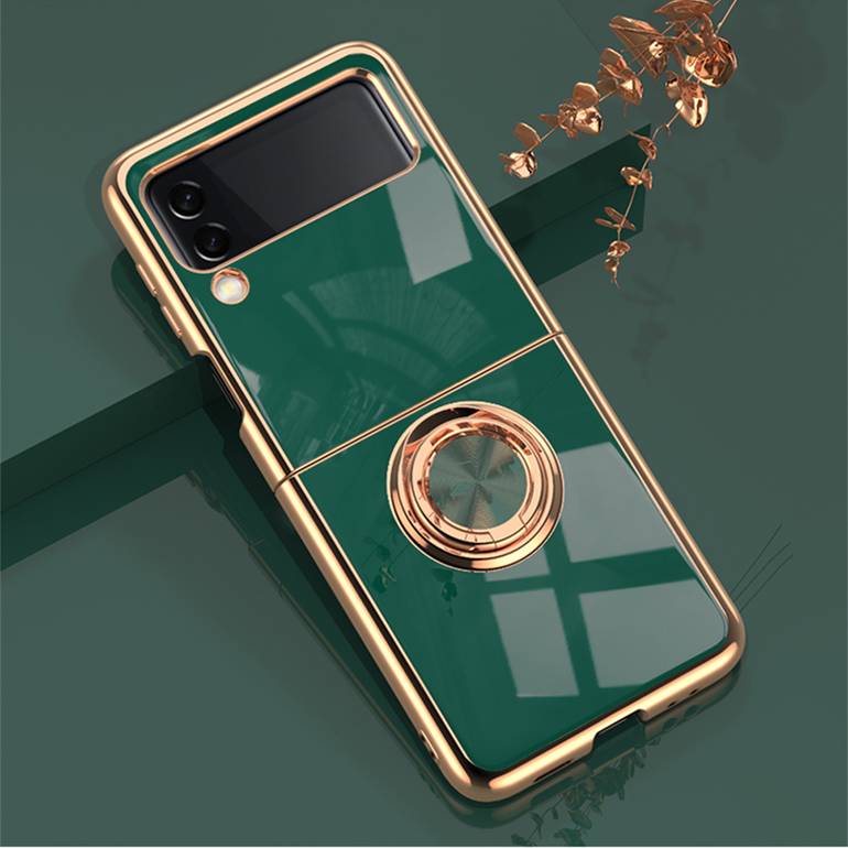 مناسبة ل Samsung Galaxy Z Flip4 تصفيح جراب هاتف ZFlip3 Ring Bracket المغناطيسي شفط سيارة الغطاء الواقي