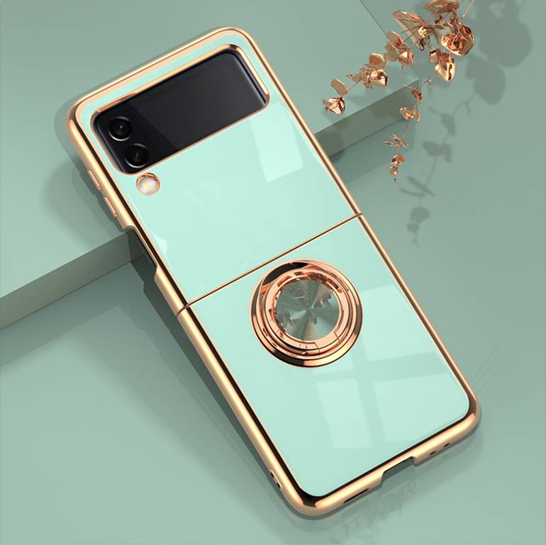 مناسبة ل Samsung Galaxy Z Flip4 تصفيح جراب هاتف ZFlip3 Ring Bracket المغناطيسي شفط سيارة الغطاء الواقي