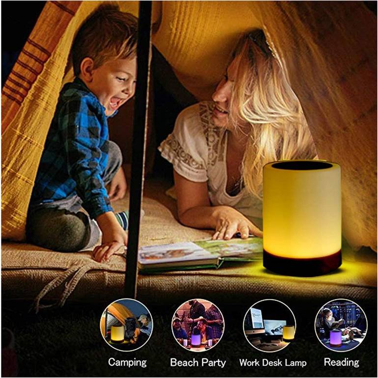 مكبر صوت بلوتوث مع ميكروفون للمكالمات وإضاءة RGB مزاجية وضوء ليلي للمنزل والرضع والأطفال