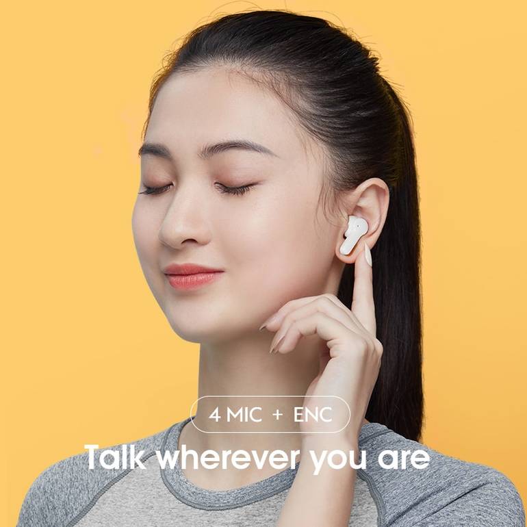 Qcy T13 Pluetooth Headphone V5.1 Wireless Tws Earphone Touch Control Controls 4 Microphones Enc HD Call Conversion App App