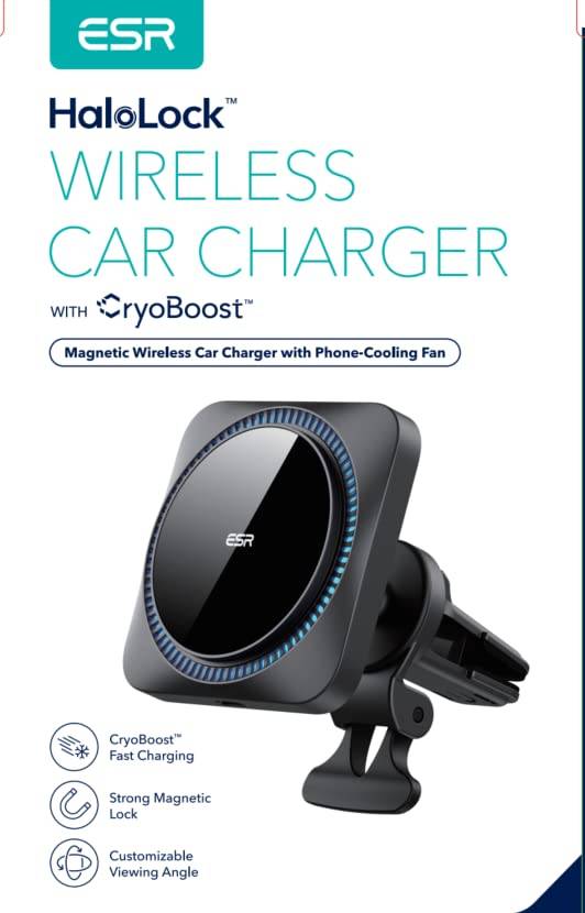 ESR CryoBoost MagSafe Car Charger, HaloLock for Wireless Car Charger,  Compatible with iPhone 14/13/12 Series Phones and Magnetic Cases, Fast  Charging, Phone Cooling, Frosted Onyx