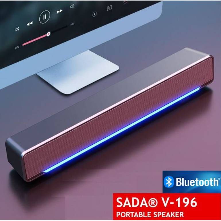 SADA الكمبيوتر المتكلم V-196 USB شريط سلكي ستيريو مضخم صوت مشغل موسيقى باس صندوق الصوت المحيطي 3.5 مللي متر إدخال الصوت