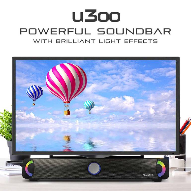 مكبرات صوت شريطية قوية من SonicGear U300 مع تأثيرات ضوئية رائعة (USB)