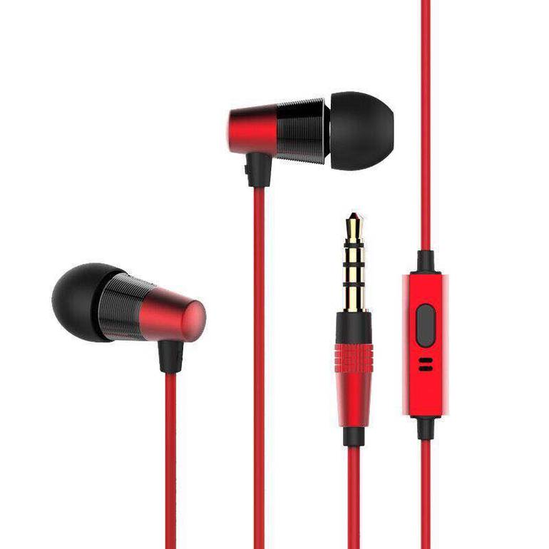 ES01 wire headset 1.5 meter with mic - Red