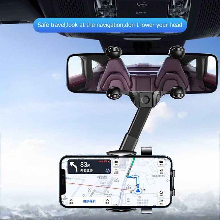 حامل الهاتف الخلفي للسيارة المرآة التلقائية 360 درجة قابلة للتدوير موبايل حامل للسيارة دعم الهاتف الخليوي القابل للتعديل في السيارة