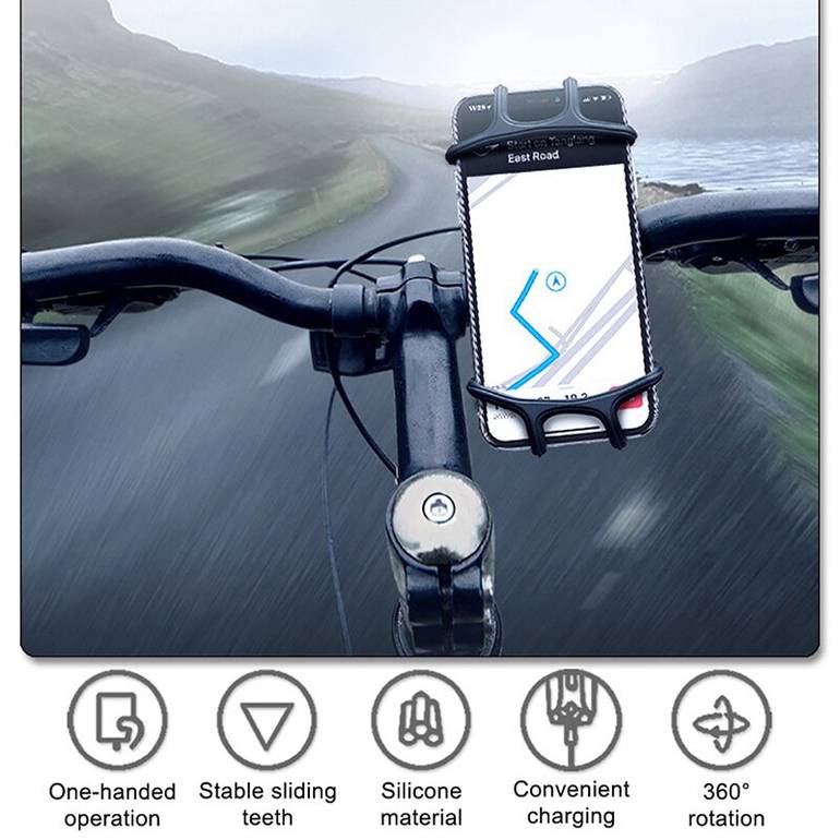 حامل الهاتف السيليكون دراجة دراجة نارية 360 GPS قابلة للدوار يقفون مضاد للمرونة المتنقلة لجهاز iPhone13 Xiaomi Samsung
